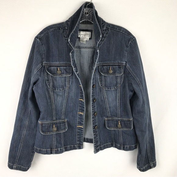 LIVE A LITTLE Stretch Denim Jean Jacket Medium Dark Blue Womens M - Picture 1 of 5